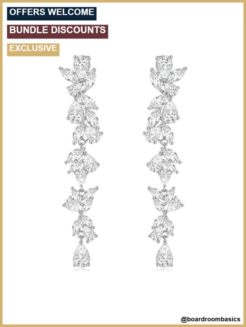 Sterling Silver Post Cubic Zirconia Marquise Dangle Earrings